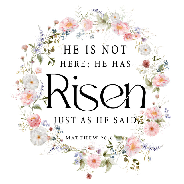 Matthew 28:6 Scripture 100% Cotton Fabric Panel Block DL1020