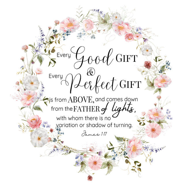 James 1:17 Scripture 100% Cotton Fabric Panel Block DL1024