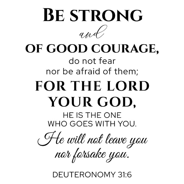 Deuteronomy 31:6 Scripture 100% Cotton Fabric Panel Block AA10000