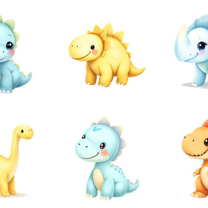 6 Piece 3"x3" Dinosaurs 100% Cotton Fabric Panel Squares Quilting Blocks