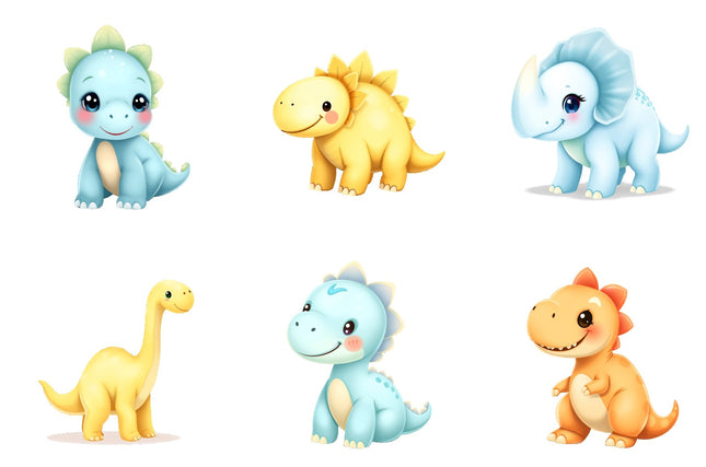 6 Piece 5"x5" Dinosaurs 100% Cotton Fabric Panel Squares Quilting Blocks