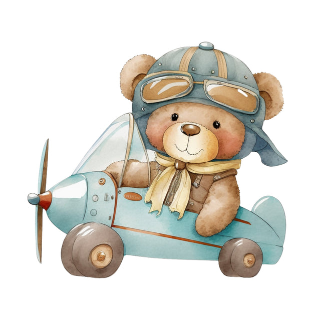 teddy bear in an airplane fabric panel
