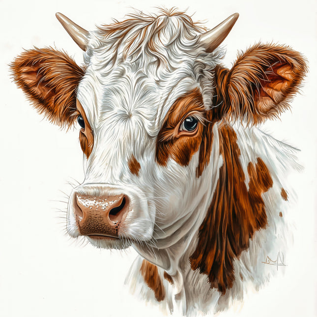 cow with brown and white patches fabric panel