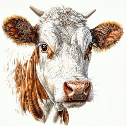 cow with brown and white colors fabric panel
