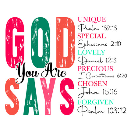 God Says You Are 100% Cotton Fabric Panel Block E2326