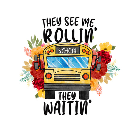 School Bus Driver 100% Cotton Fabric Panel Block E307