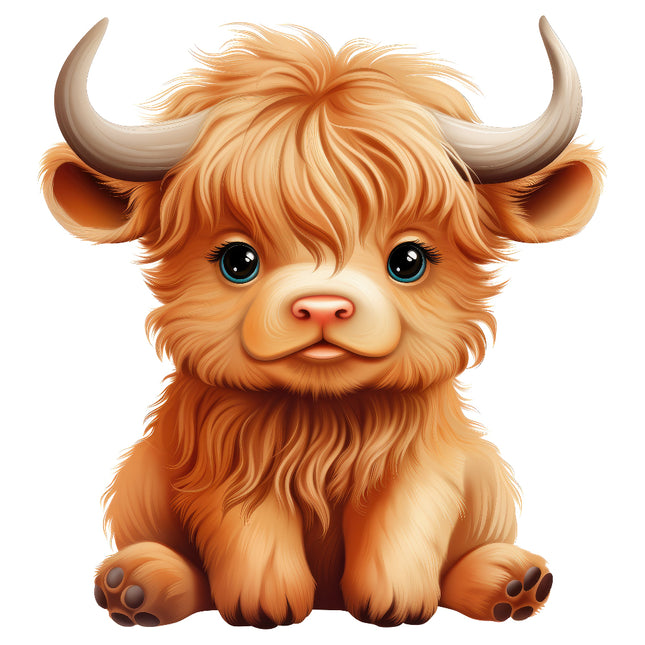 highland cow baby abric panel
