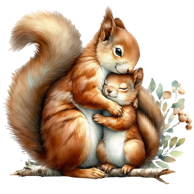 two squirrels fabric panel