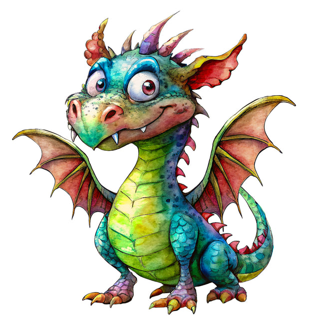 Colorful cartoon dragon fabric panel