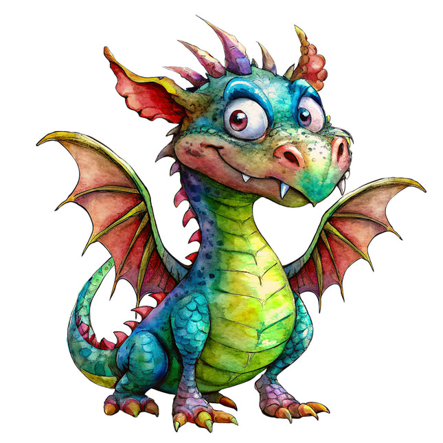 Colorful cartoon dragon fabric panel