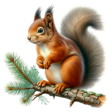 squirrel on a branch fabric panel