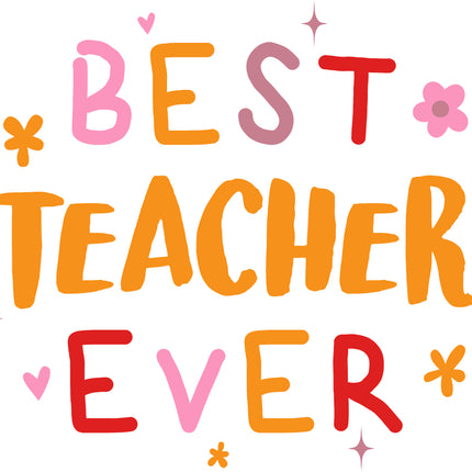 Best Teacher Ever 100% Cotton Fabric Panel Block EE1312
