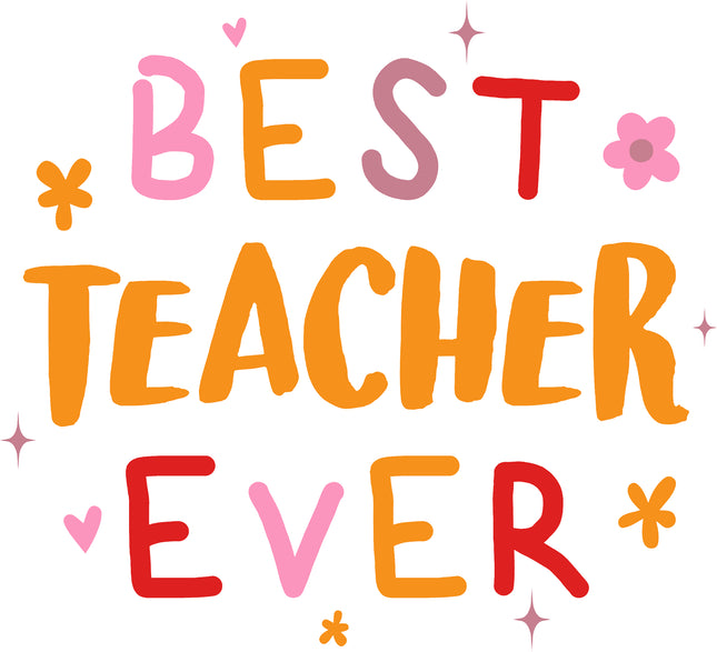 Best Teacher Ever 100% Cotton Fabric Panel Block EE1312