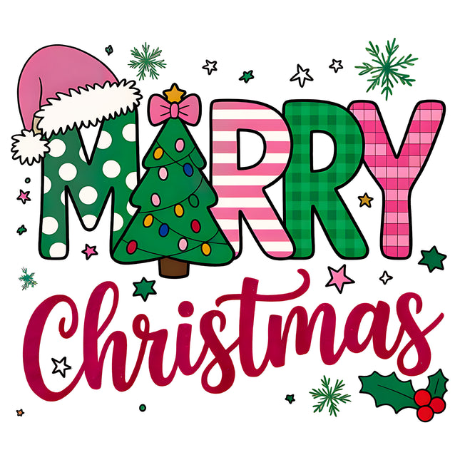 Merry Christmas 100% Cotton Fabric Panel Block EE1318