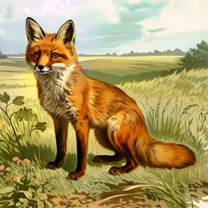 Red fox fabric panel