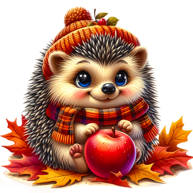 Autumn Hedgehog 100% Cotton Fabric Panel Block EE1582