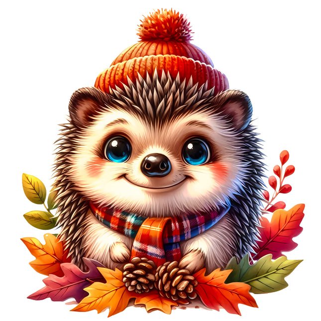 Autumn Hedgehog 100% Cotton Fabric Panel Block EE1584