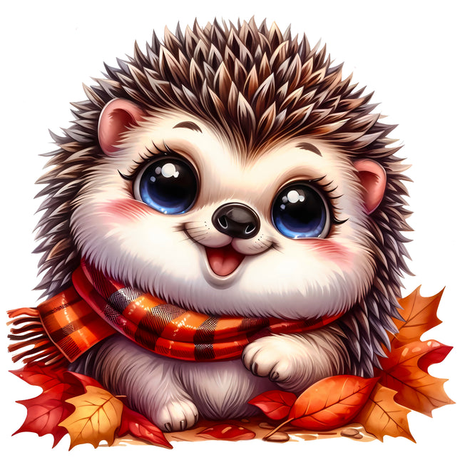 Autumn Hedgehog 100% Cotton Fabric Panel Block EE1589