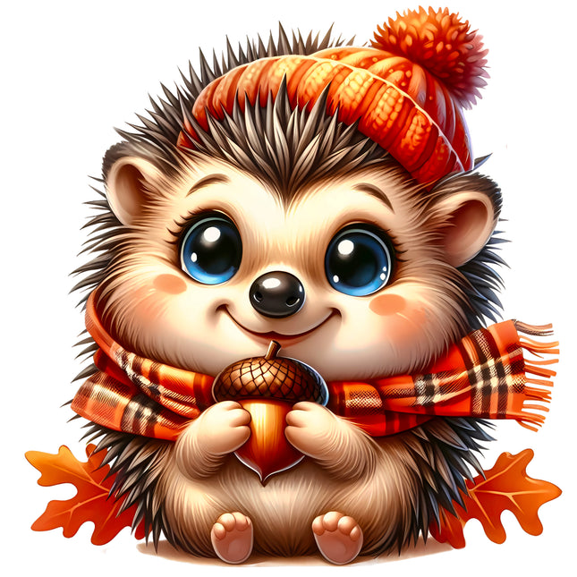 Autumn Hedgehog 100% Cotton Fabric Panel Block EE1592