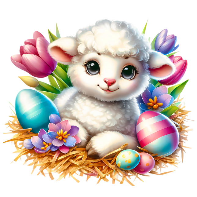 Easter Sheep 100% Cotton Fabric Panel Block EE1597