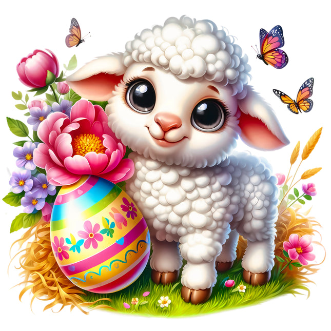 Easter Sheep 100% Cotton Fabric Panel Block EE1599