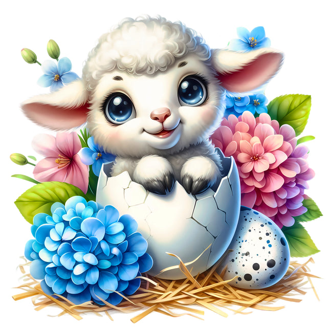 Easter Sheep 100% Cotton Fabric Panel Block EE1600