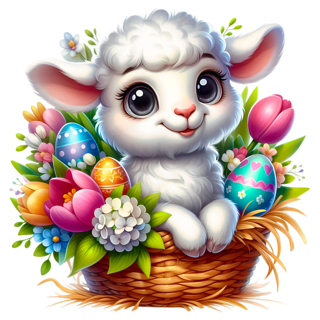 Easter Sheep 100% Cotton Fabric Panel Block EE1601