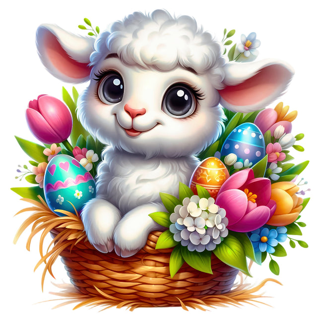 Easter Sheep 100% Cotton Fabric Panel Block FLIP-EE1601