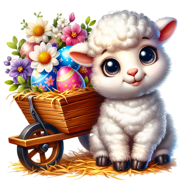 Easter Sheep 100% Cotton Fabric Panel Block EE1603