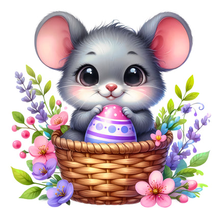 Easter Mouse 100% Cotton Fabric Panel Block EE1609