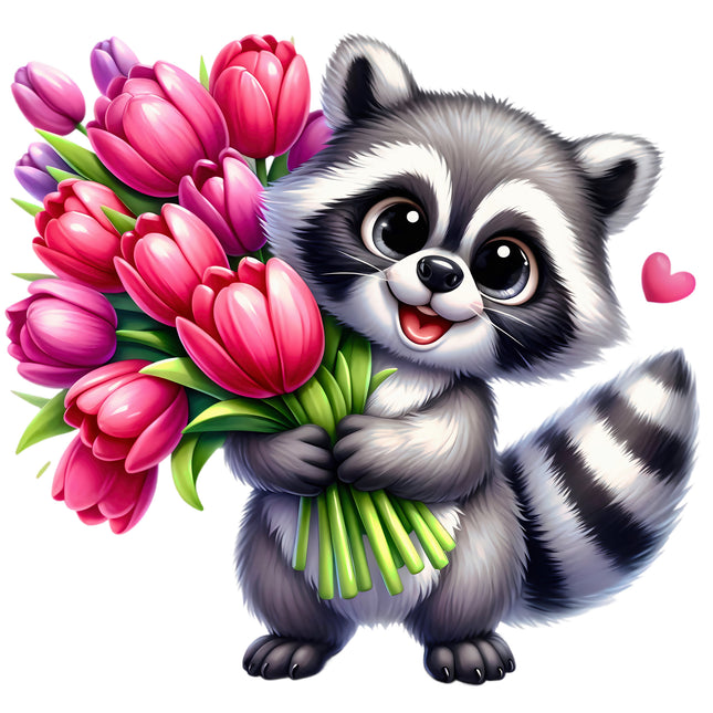 Floral Raccoon 100% Cotton Fabric Panel Block FLIP-EE1631