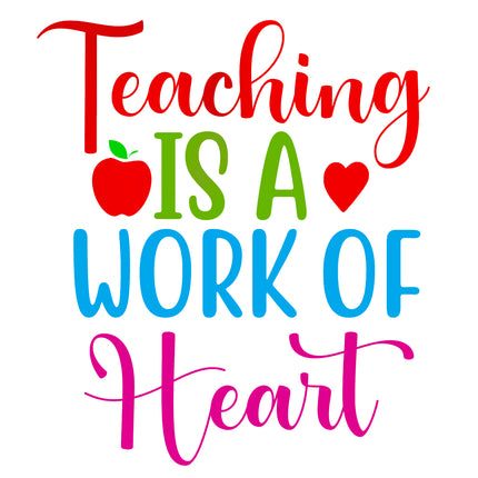 Teaching is A Work of Heart 100% Cotton Fabric Panel Block EE16521