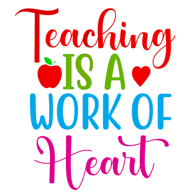 Teaching is A Work of Heart 100% Cotton Fabric Panel Block EE16521