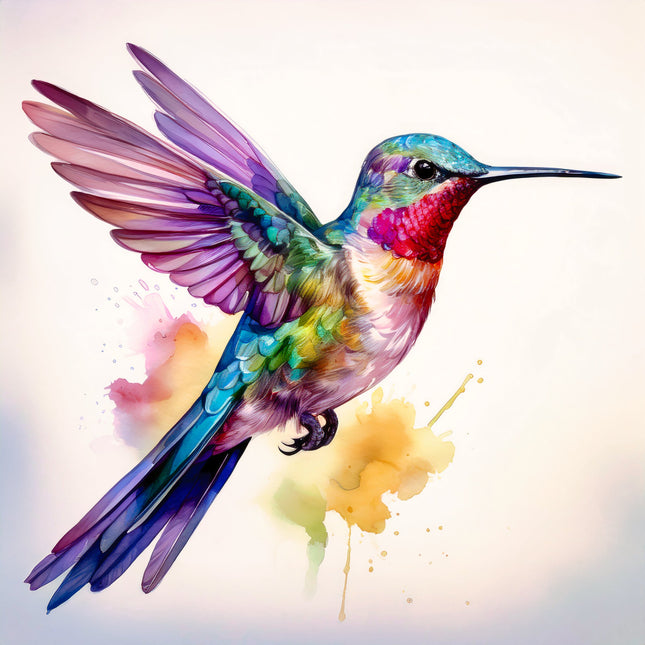 Colorful hummingbird fabric panel