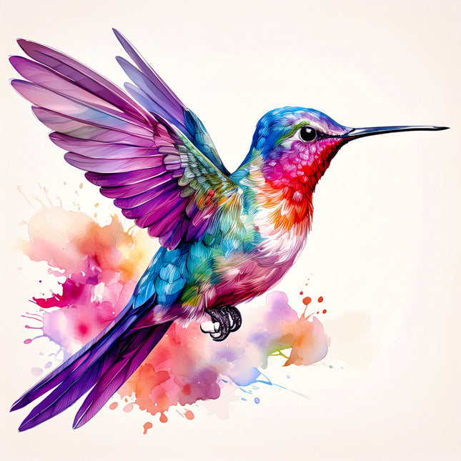 Colorful hummingbird quilt panel