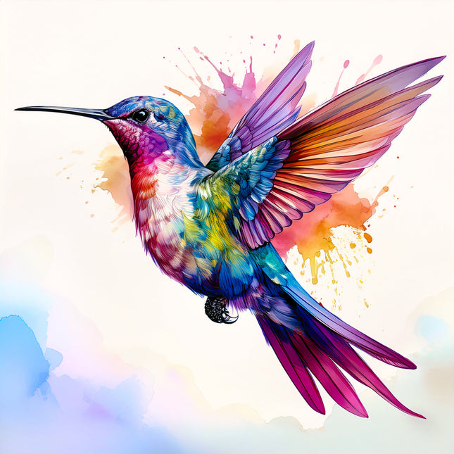 Colorful hummingbird quilt panel