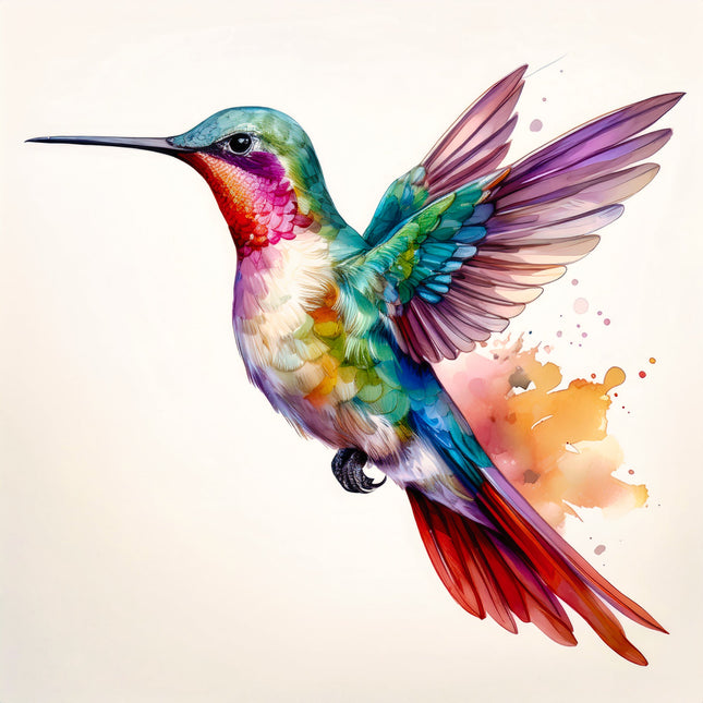 Colorful hummingbird fabric panel