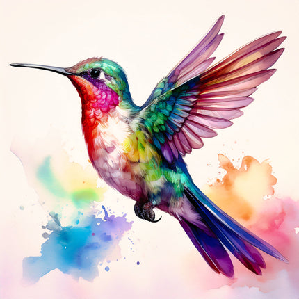 Colorful hummingbird quilt block