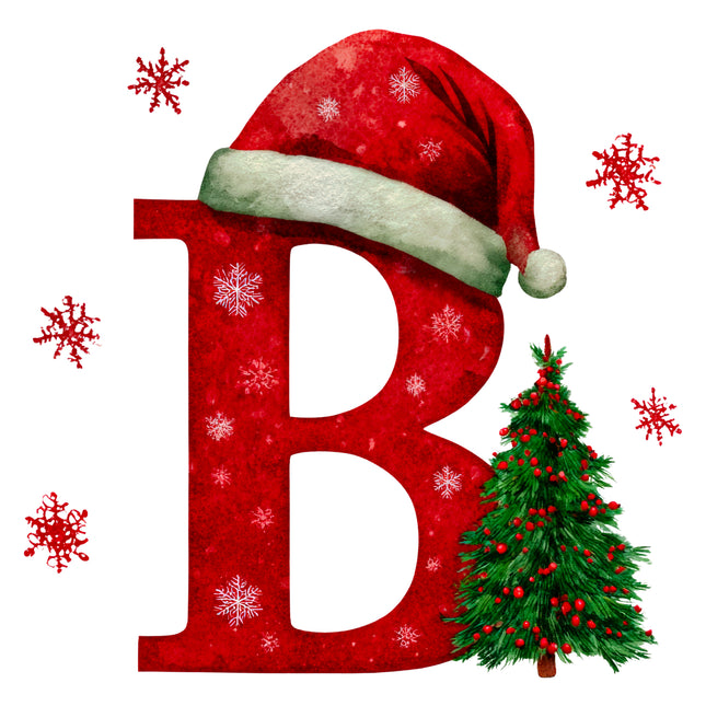 Christmas Letter B 100% Cotton Fabric Panel Block EE1808