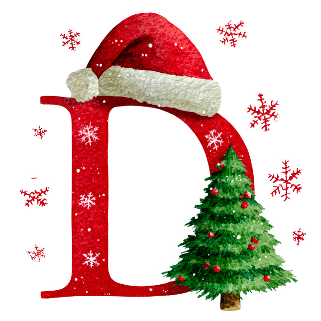 Christmas Letter D 100% Cotton Fabric Panel Block EE1810