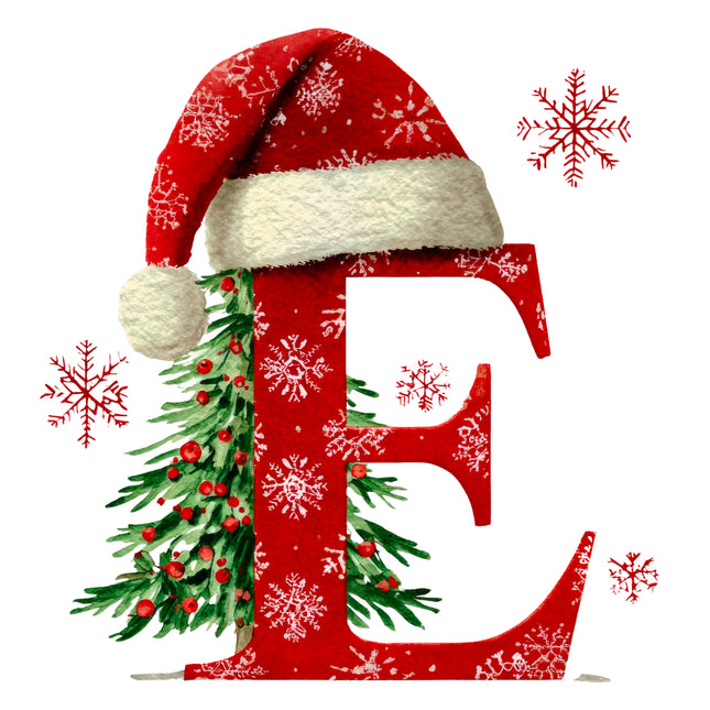 Christmas Letter E 100% Cotton Fabric Panel Block EE1811