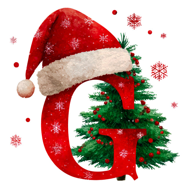 Christmas Letter G 100% Cotton Fabric Panel Block EE1812