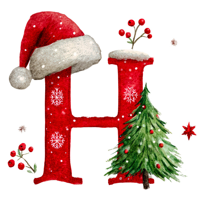 Christmas Letter H 100% Cotton Fabric Panel Block EE1813