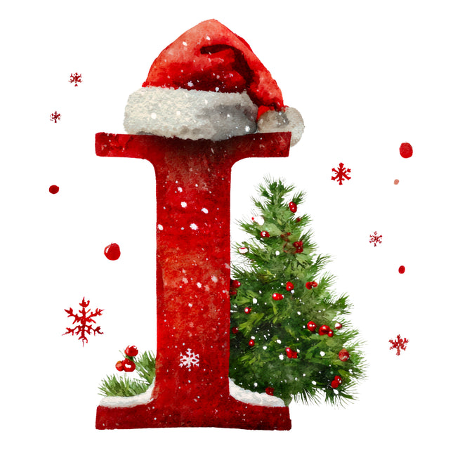 Christmas Letter I 100% Cotton Fabric Panel Block EE1814