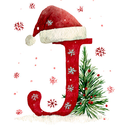 Christmas Letter J 100% Cotton Fabric Panel Block EE1815