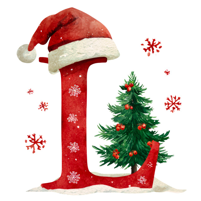 Christmas Letter L 100% Cotton Fabric Panel Block EE1817