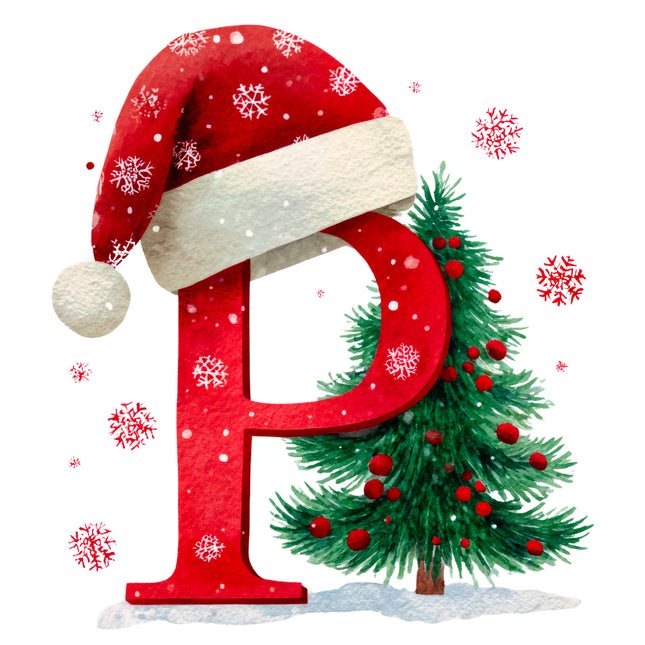 Christmas Letter P 100% Cotton Fabric Panel Block EE1821