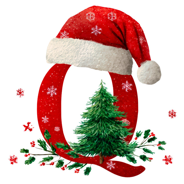 Christmas Letter Q 100% Cotton Fabric Panel Block EE1822