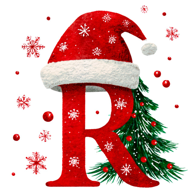 Christmas Letter R 100% Cotton Fabric Panel Block EE1823