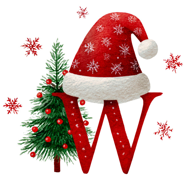 Christmas Letter W 100% Cotton Fabric Panel Block EE1830